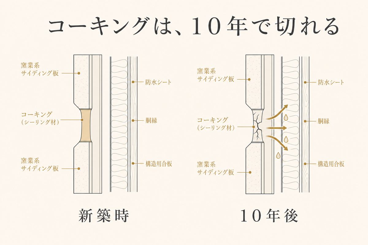 コーキングは10年で切れる