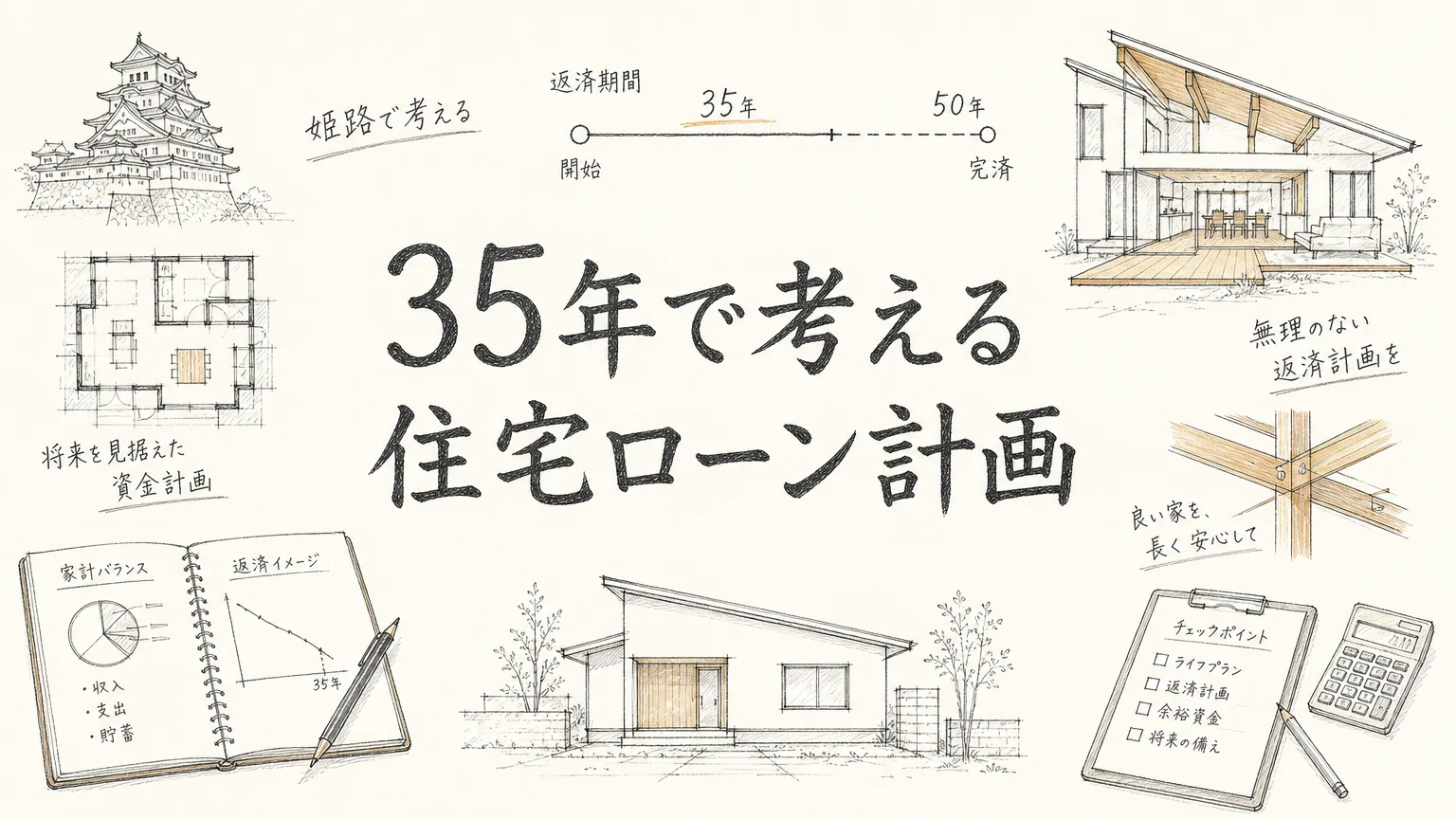 姫路で考える50年住宅ローン｜なぜ返済計画は35年で立てるべきなのかのアイキャッチ画像
