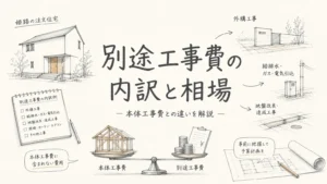 姫路の注文住宅で知っておきたい別途工事費の内訳と相場｜本体工事費との違いを解説のアイキャッチ画像
