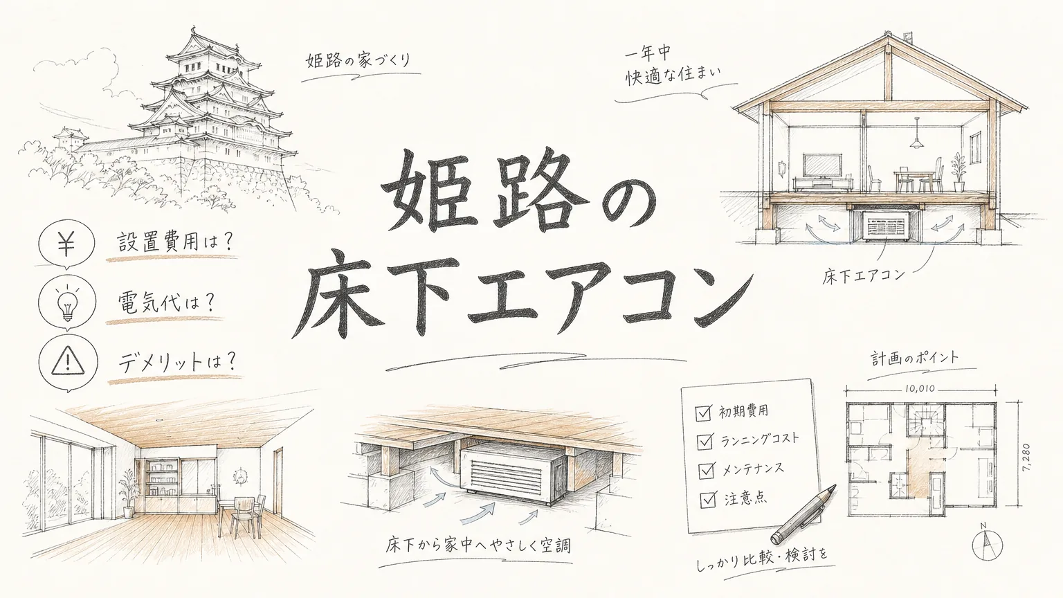 姫路で床下エアコンの評判は？設置費用・電気代・デメリットを解説のアイキャッチ画像