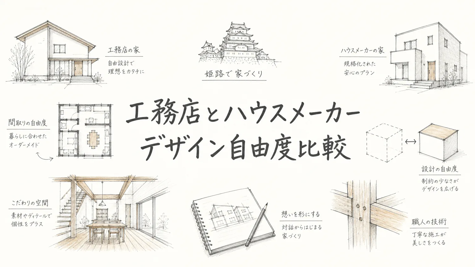 姫路でハウスメーカーより工務店の方がオシャレな家になる？デザインの自由度を比較のアイキャッチ画像