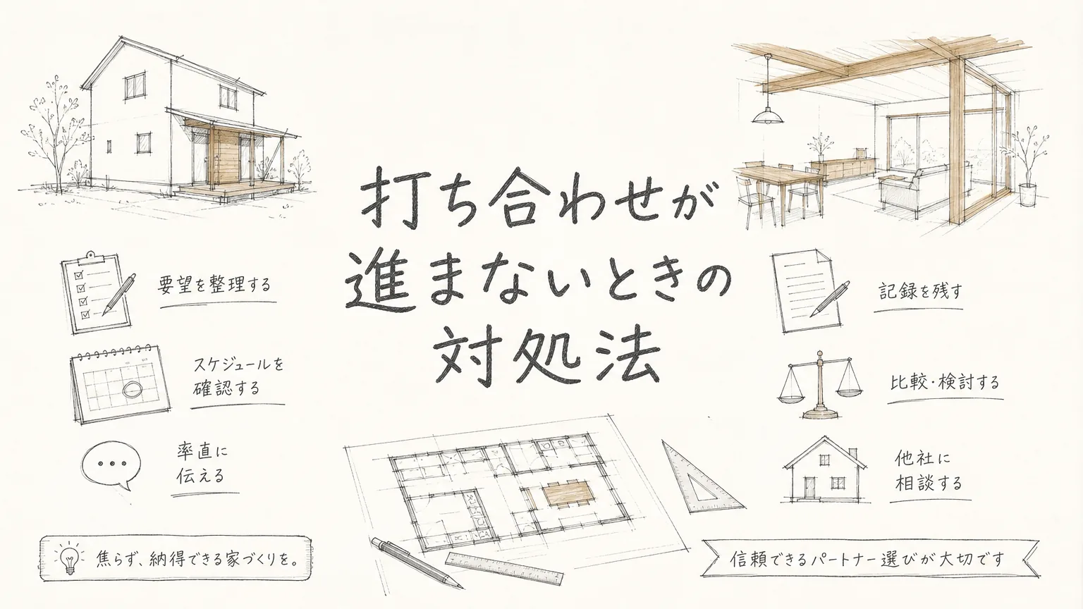 姫路の工務店で打ち合わせが進まない・対応が雑に感じたときの対処法のアイキャッチ画像