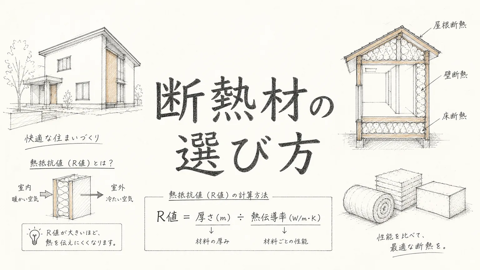 姫路で知っておきたい断熱材の選び方｜熱抵抗値（R値）の意味と計算方法を解説のアイキャッチ画像