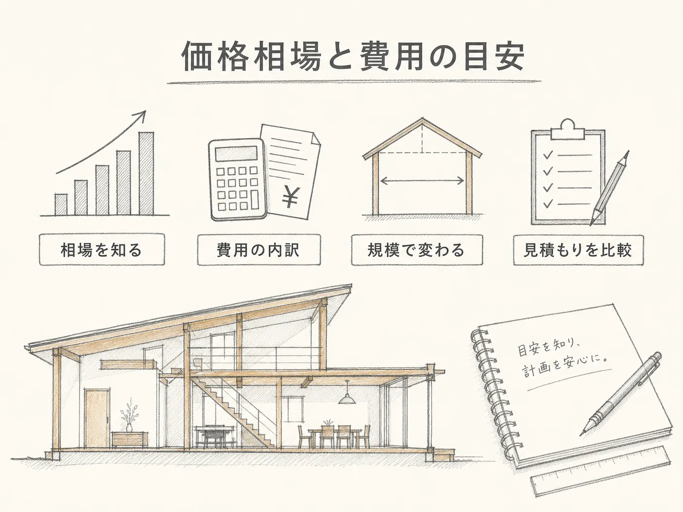 そとん壁の価格相場と費用の目安を表す図解イラスト