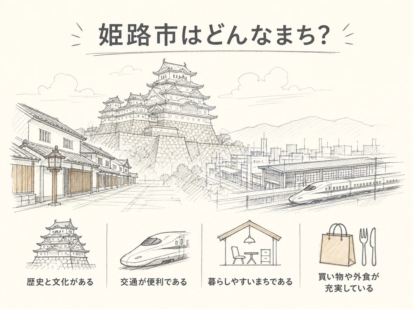 姫路市はどんなまち？移住前に知っておきたい基本情報を表す図解イラスト