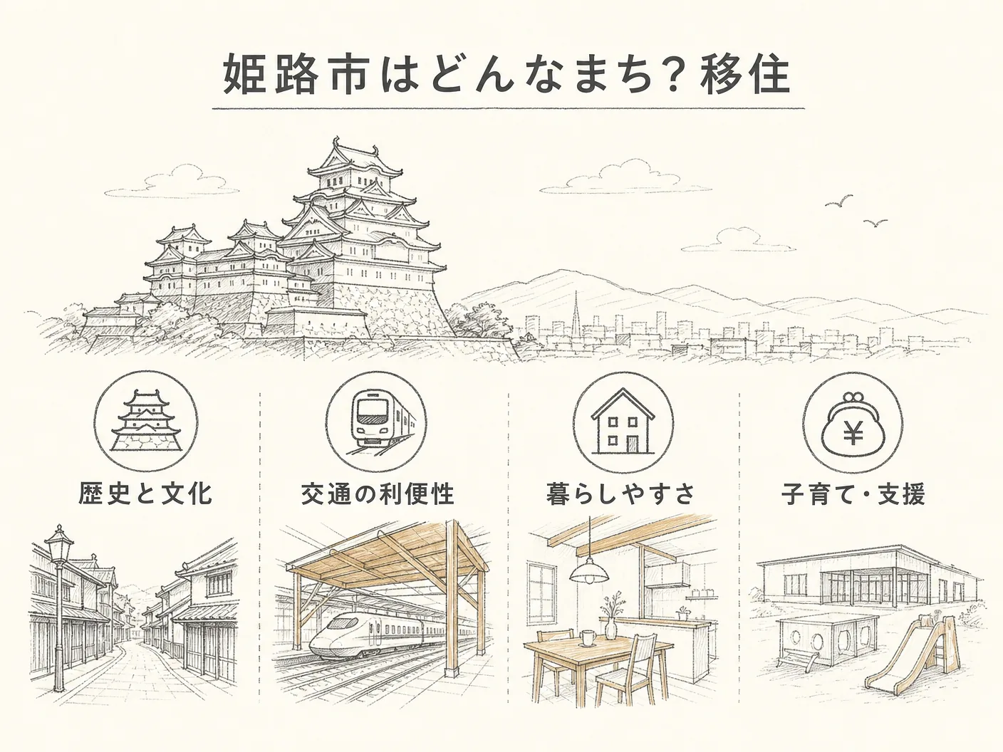 姫路市はどんなまち?移住前に知っておきたい基本情報を表す図解イラスト