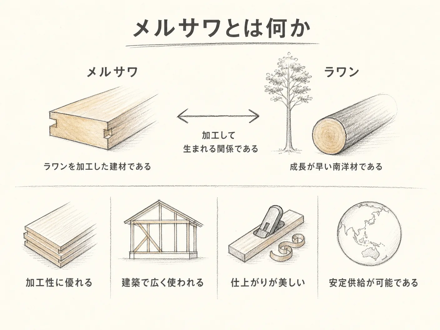 違いのメルサワとは何か――ラワンとの関係性を整理するを表す図解イラスト