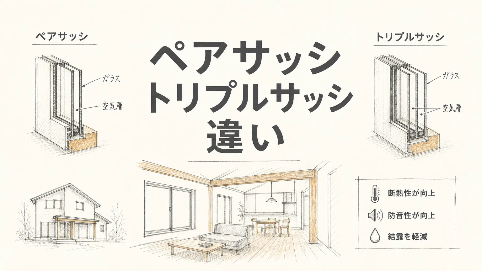 ペアサッシとトリプルサッシの違い——姫路周辺ではどちらを選ぶべきかのアイキャッチ画像