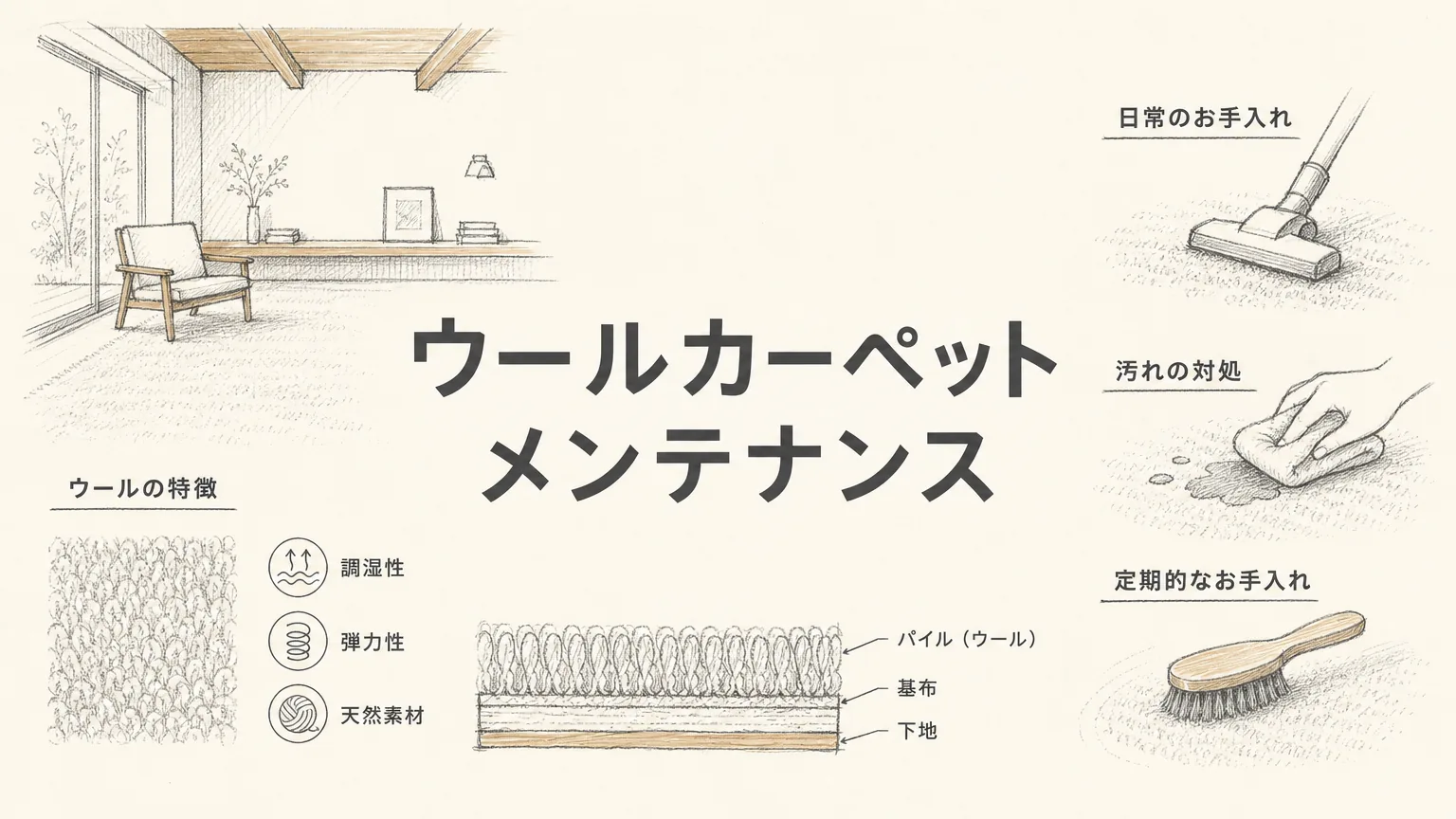ウールカーペットのメンテナンスと耐久性、本音で話しますのアイキャッチ画像